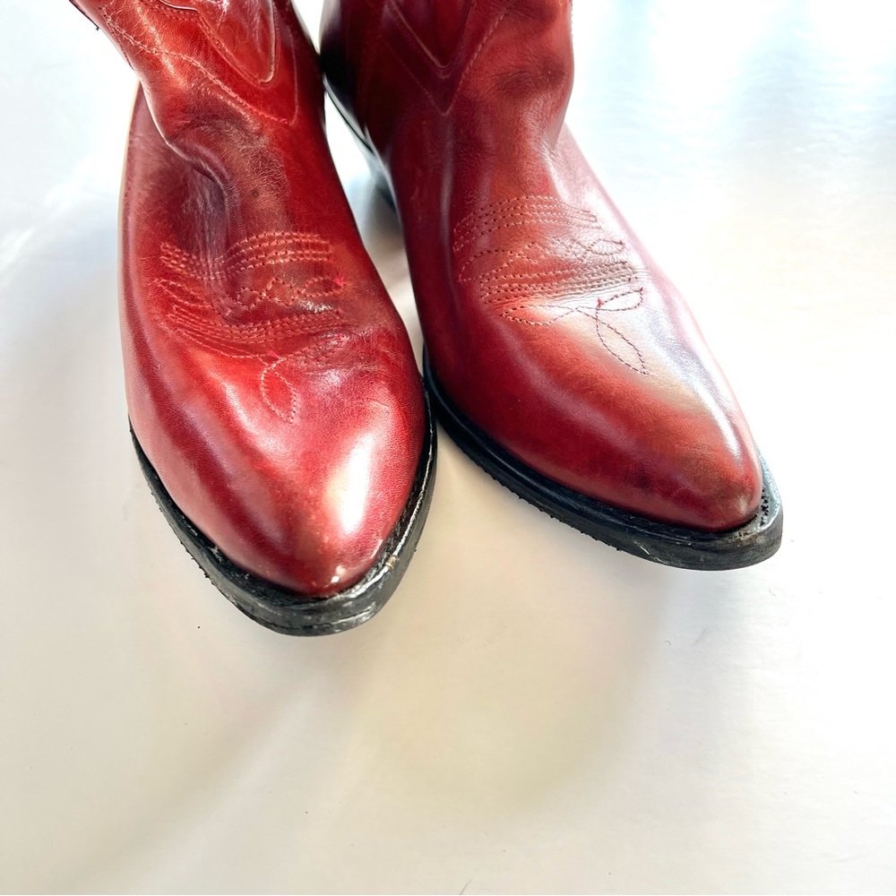 Gianni Red Genuine Leather Cowboy Boots Calf Height - Picture 3 of 7